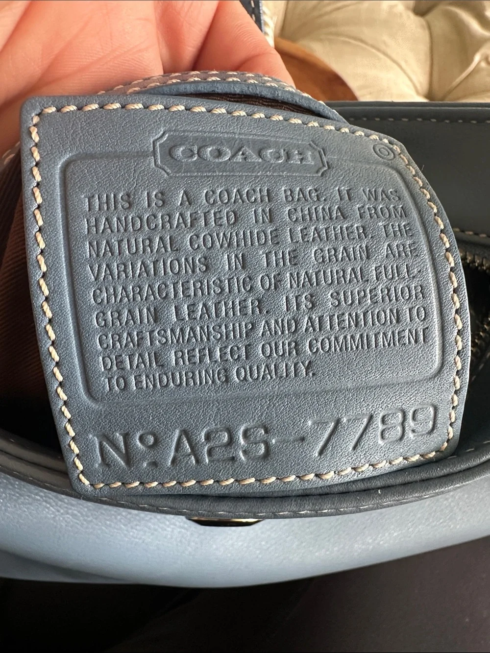 COACH Blue Leather Shoulder Bag with Silver Hardware